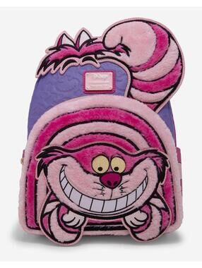 Loungefly Disney Alice in Wonderland Cheshire Cat Fuzzy Backpack NWT